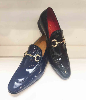 black shining loafers