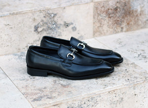 Burnished Calfskin Slip-On Loafer Black – C&E Fashions