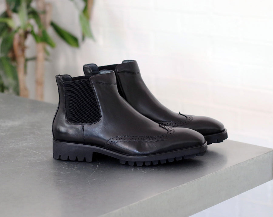 Calfskin Slip-On Chelsea Boot Black – C&E Fashions