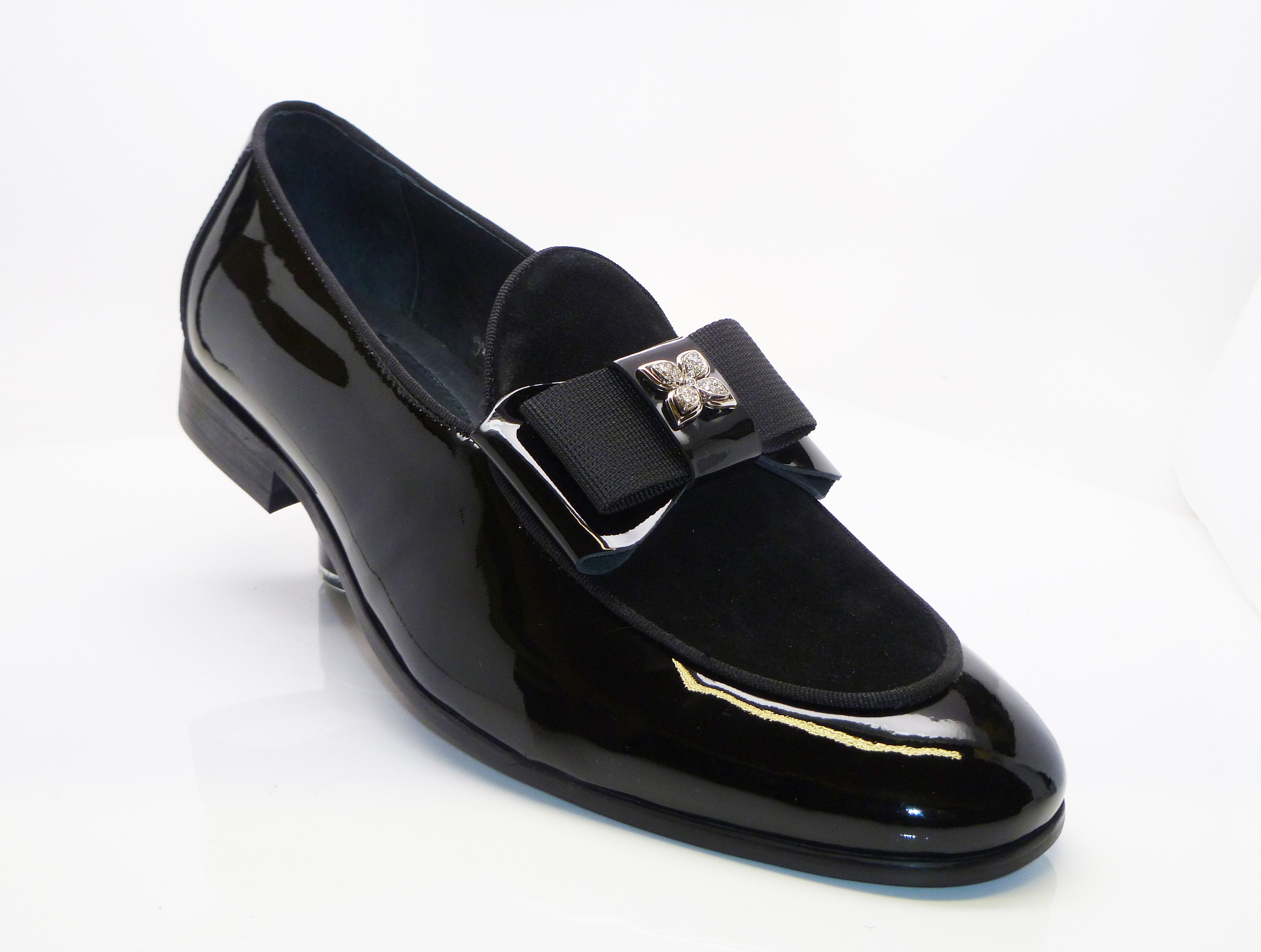 Patent Leather & Suede Slip-On Loafer Black – C&E Fashions