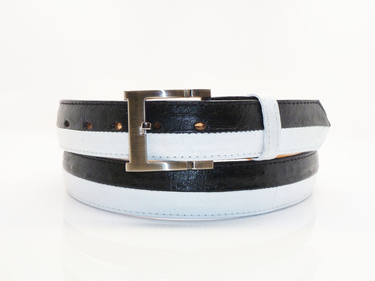 Ostrich Belt Black/White – C&E Fashions