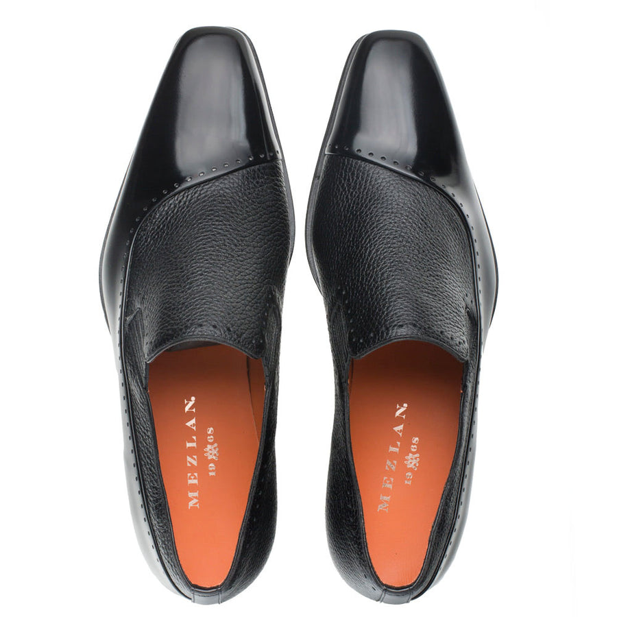 Mezlan Deerskin & Calfskin Slip-On Shoe Black – C&E Fashions