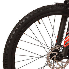 All purpose tires on this mountain ebike provide low resistance for smoother rides