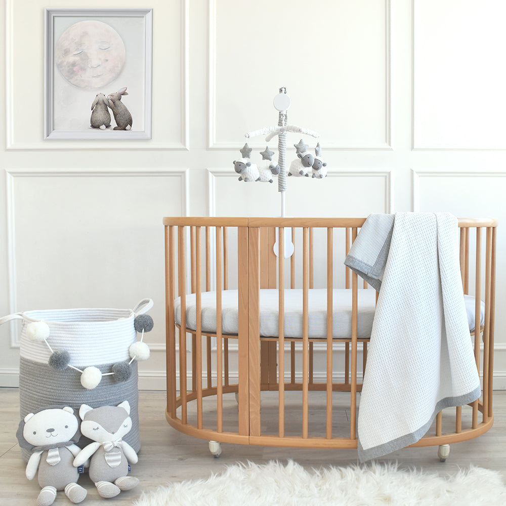 white waffle cot bedding