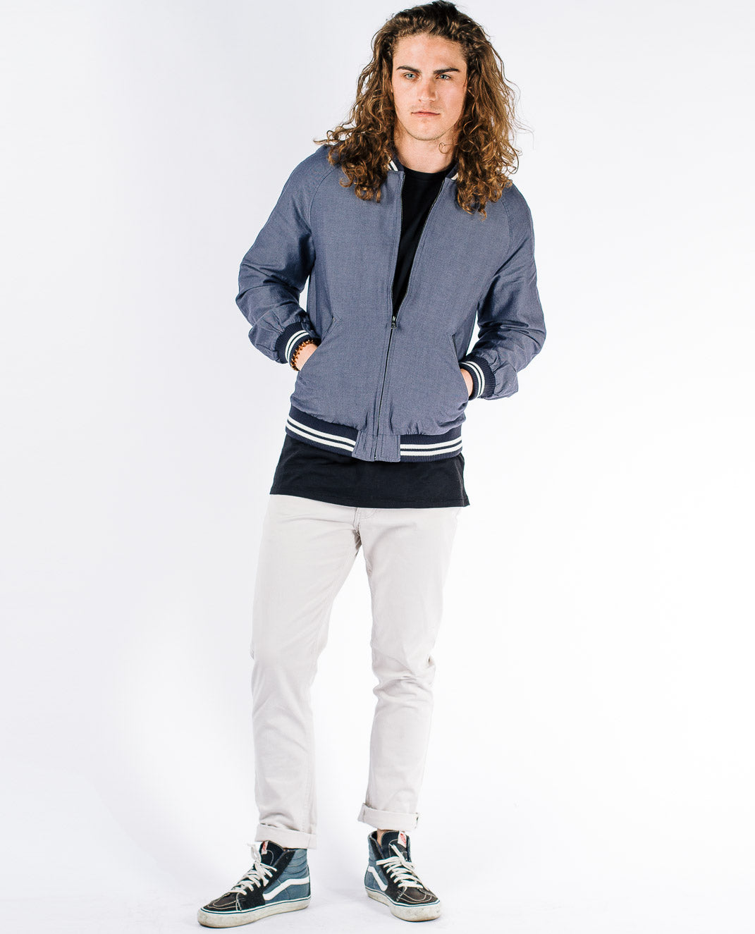 Lake City Varsity Jacket Modern Fit Chambray Canvas Classic