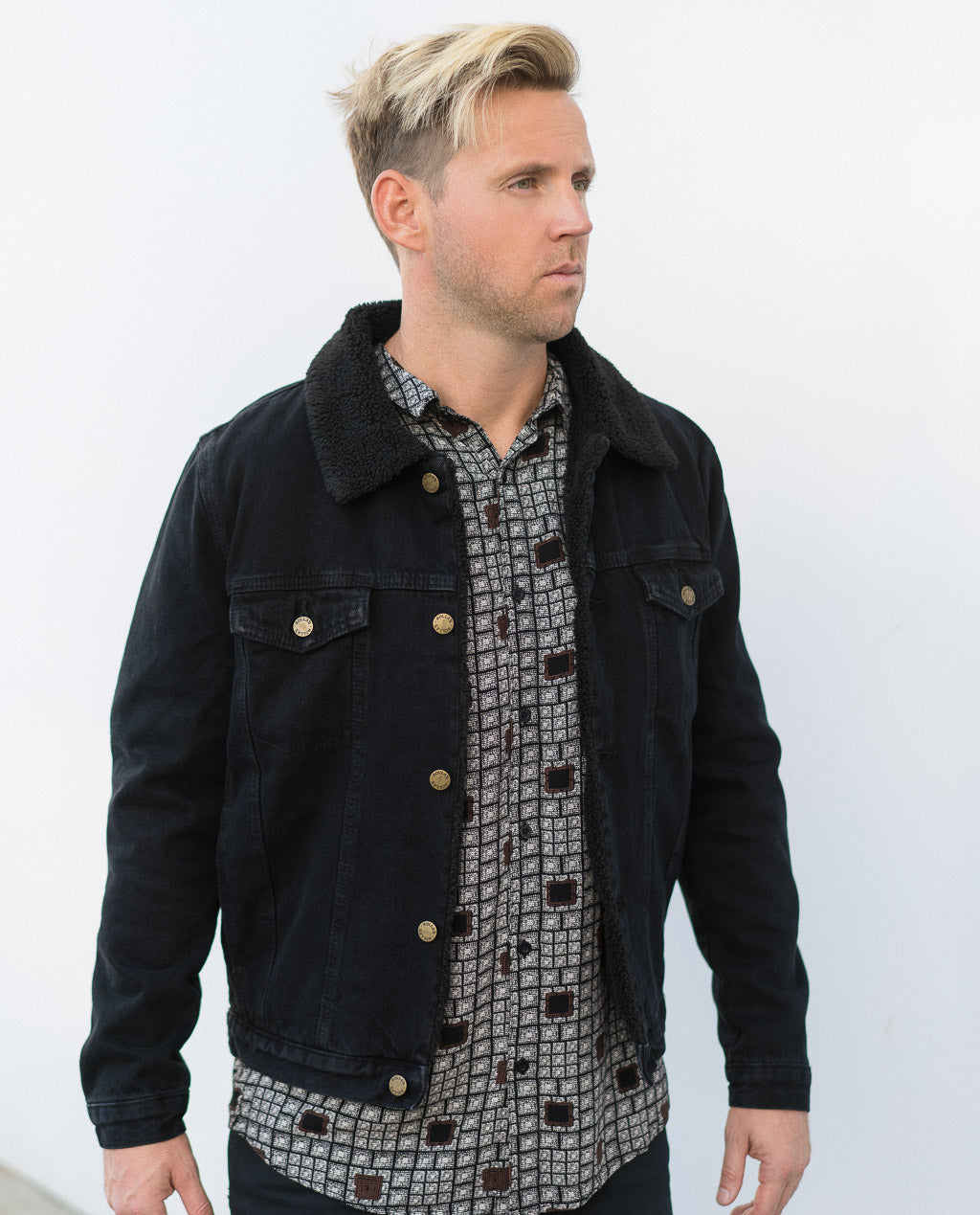 black denim sherpa jacket