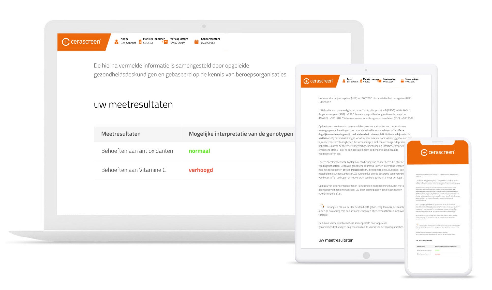 Resultaten Vitamine Metabolisme DNA Test