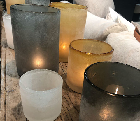 Frosted glass candle holders