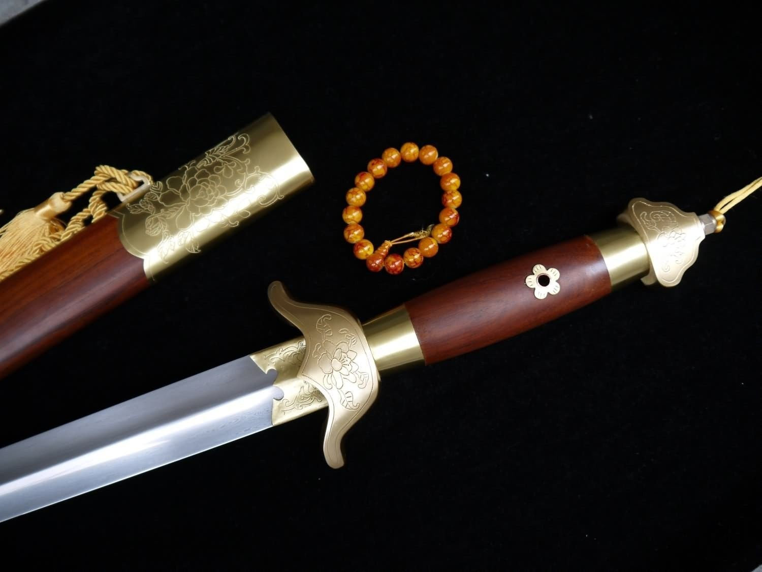 Chinese sword  Tai Chi sword  pattern steel blade redwood 