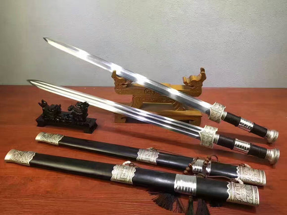 Zhaoyun sword(Damascus Steel blade,Black wood scabbard,Alloy)Length 36