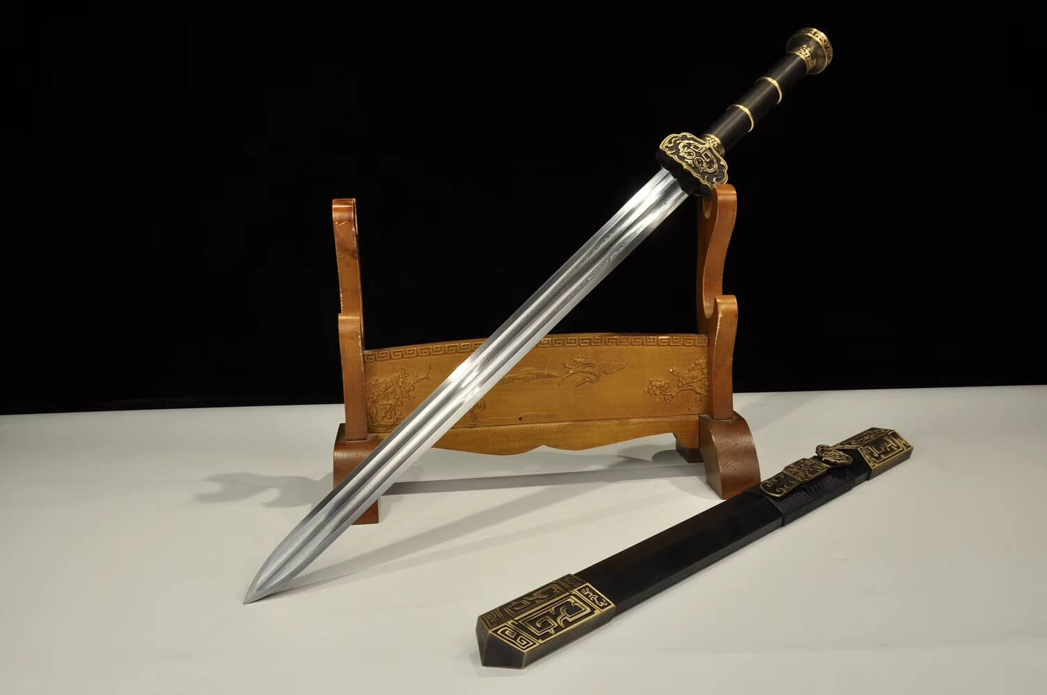 Ruyi sword(Damascus steel blade,Brass,Ebony)Hand Forged – Chinese Sword ...