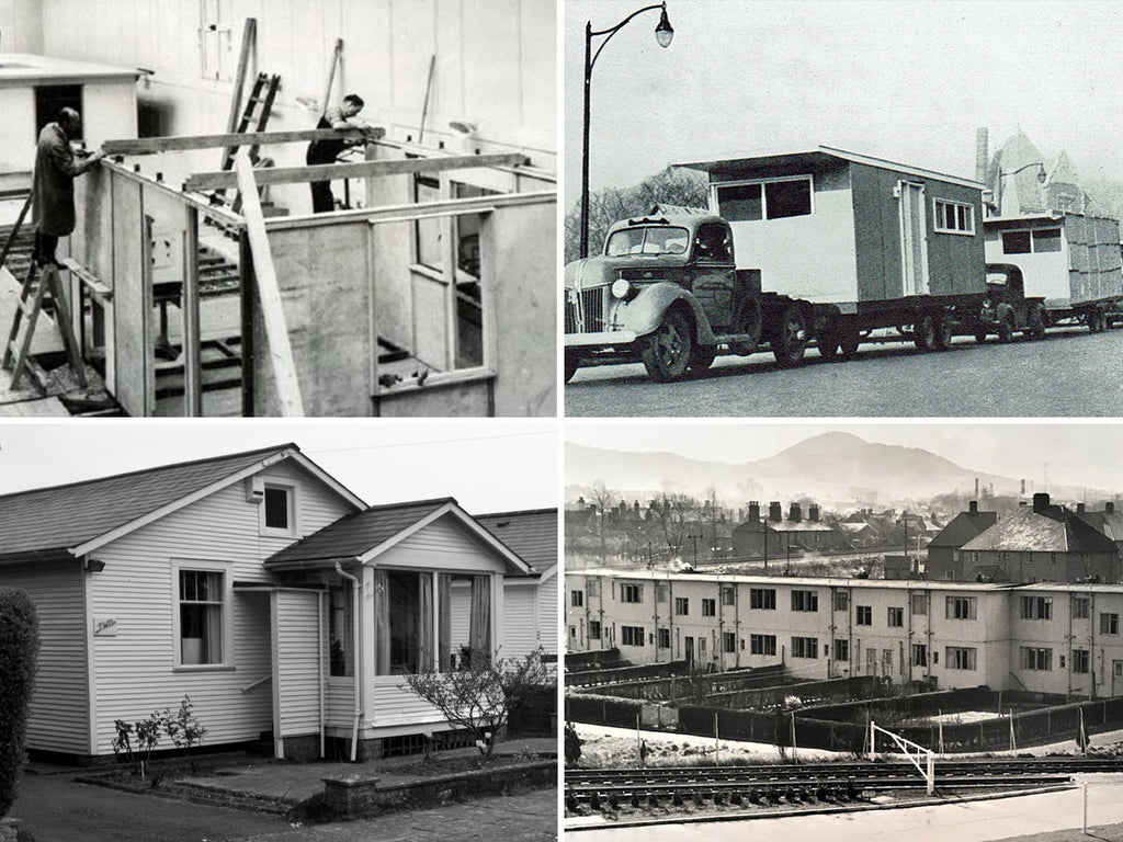 Images of prefab construction from the Prefab Museum UK