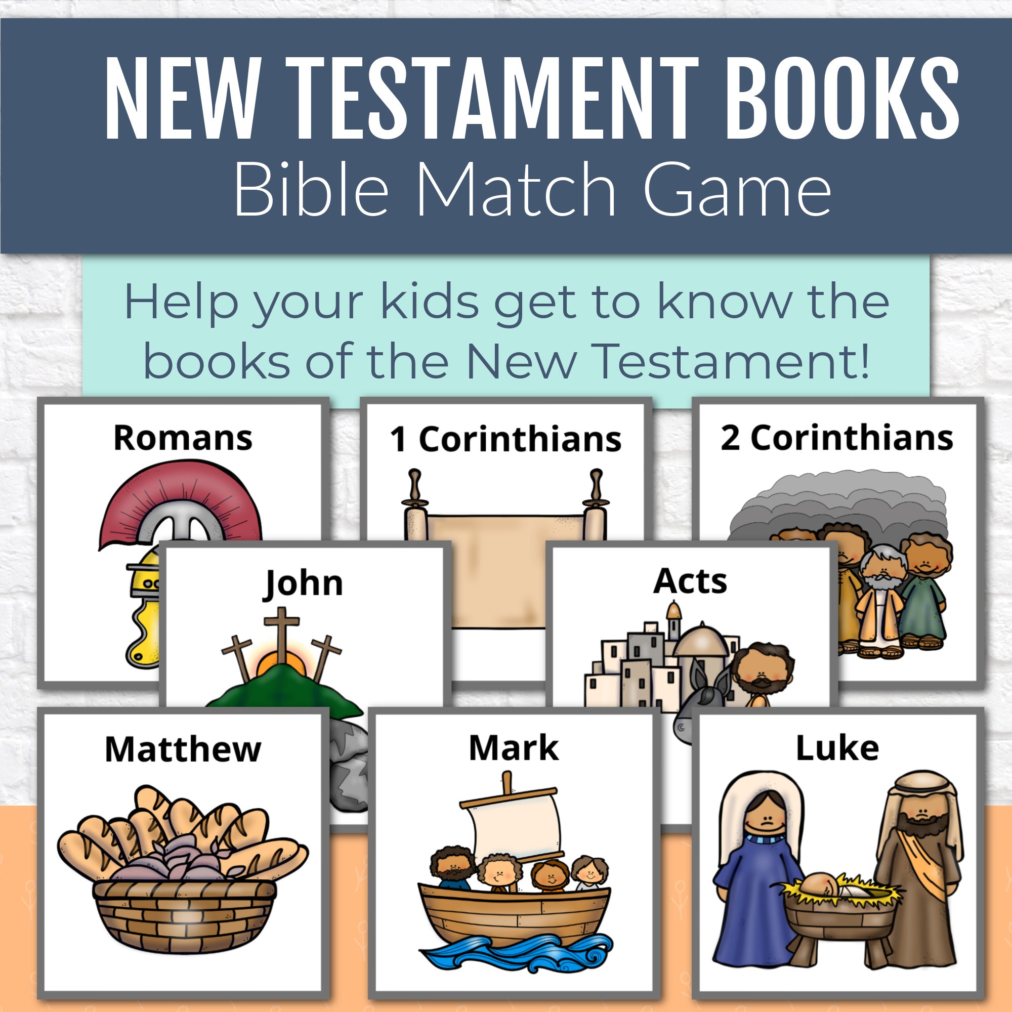 Bible Match Game - Bible Memory Game for New Testament Books of the Bi ...