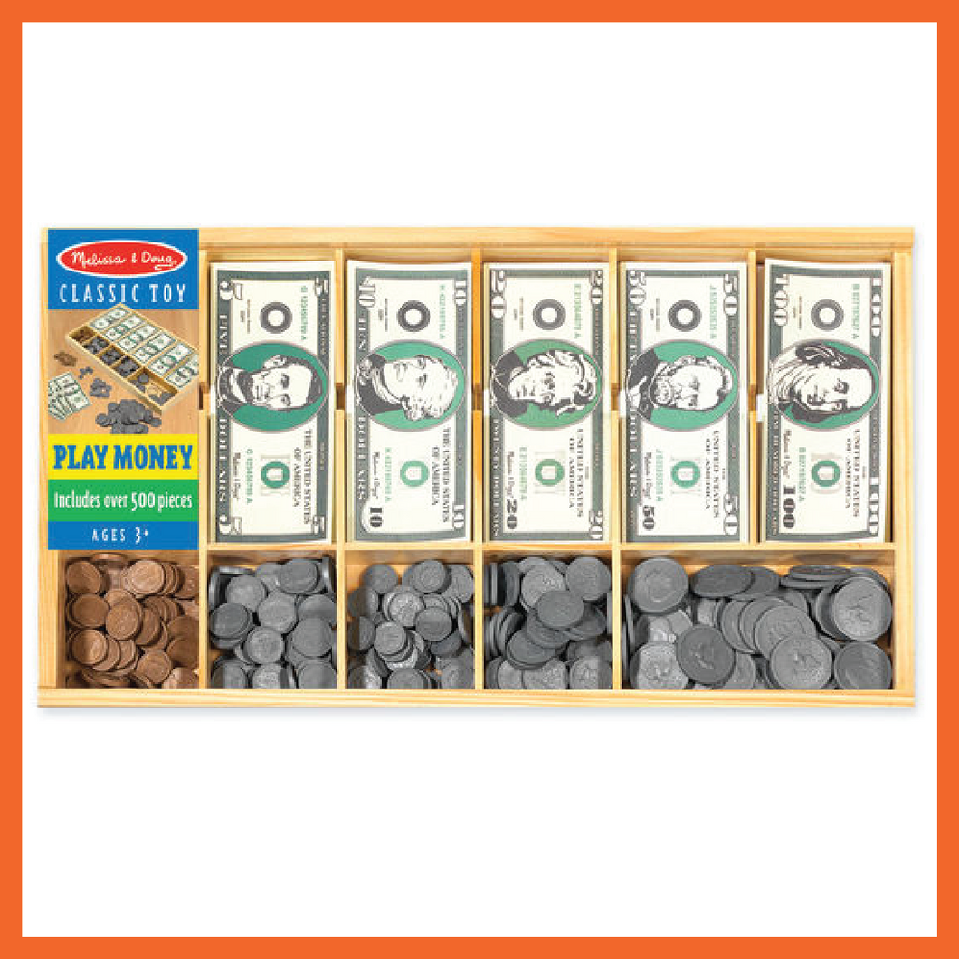 wooden play money