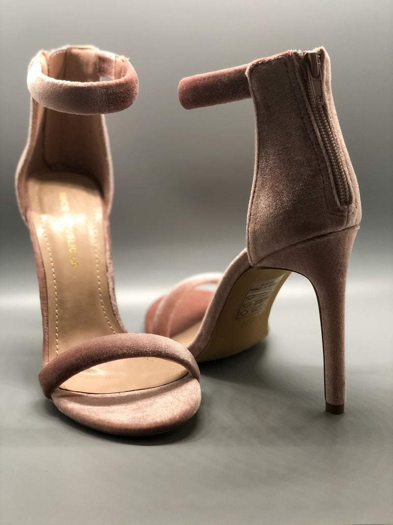 mauve velvet heels