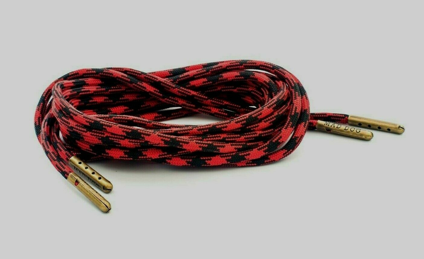 550 Paracord Steel Tip | Black and Red Laces | Mad Dog Laces 102 / Gold