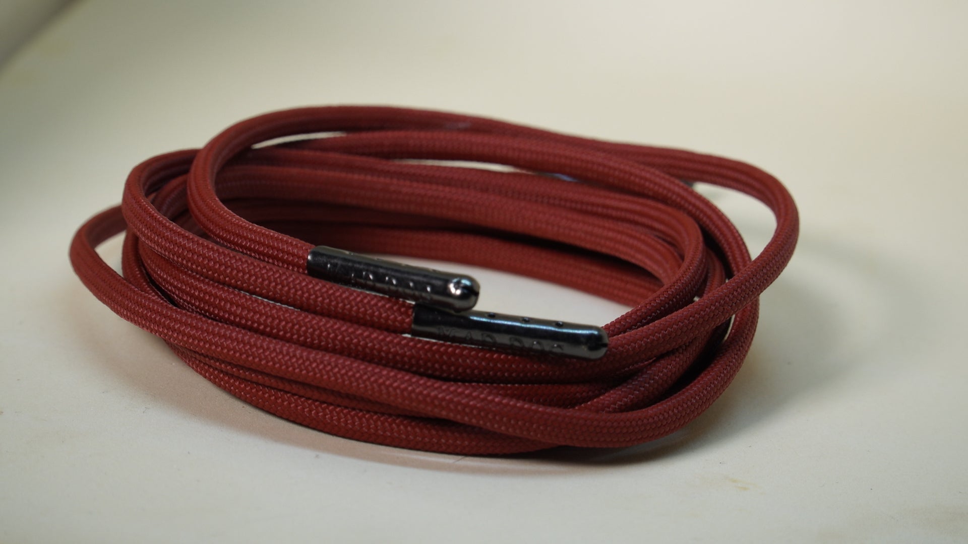 Crimson Red Boot Lace | Steel Tip Laces | Mad Dog Laces 102 / Gun Barrel Black