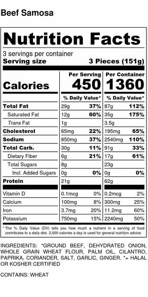 Halal Beef Samosa Nutrition Facts
