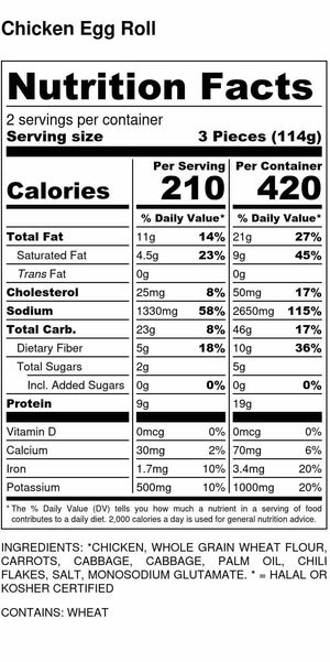 Halal Chicken Egg Roll Nutrition Facts