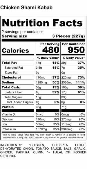 Chicken Shami Kabab Nutrition Facts