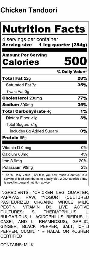 Halal Chicken Tandoori Tikka Nutrition Facts