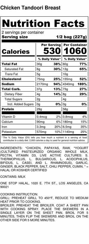 Halal Chicken Tandoori Breast Nutrition Facts