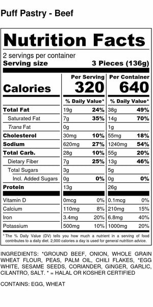 Beef Puff Pastry Nutrition Facts