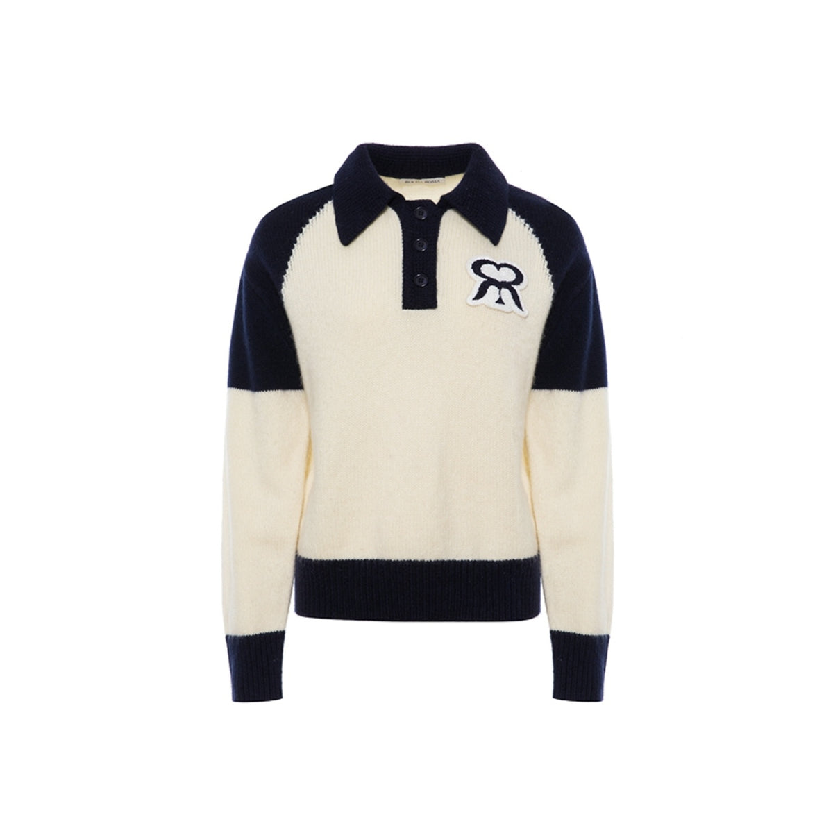 Rocha Roma Logo Patch Knit Polo Sweater Cream | Mores Studio