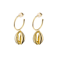 Seven Saints Cowrie Shell Earrings in 18k Gold Vermeil