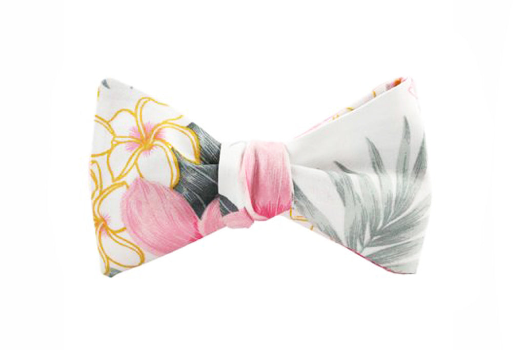 White and Pink Hawaiian Bow Tie – Lord Wallington