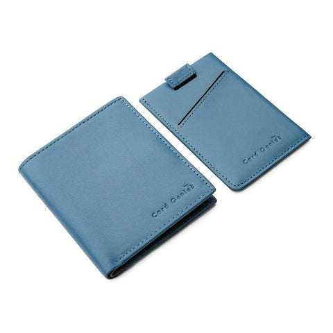 Blue leather wallet set