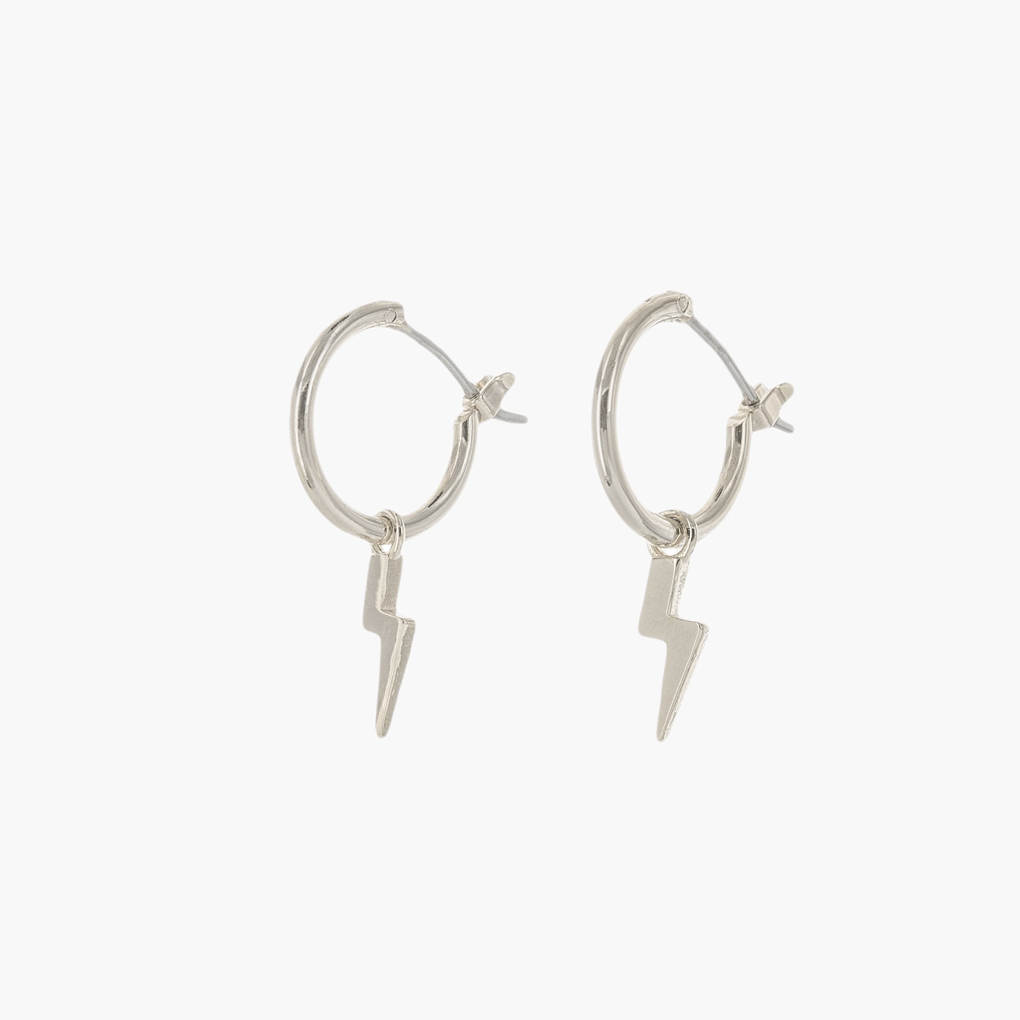 Lightning Bolt Charm Hoop Earrings