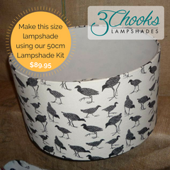 Make a 50cm diameter lampshade using 3Chooks lampshade frames and lampshade paper or styrene