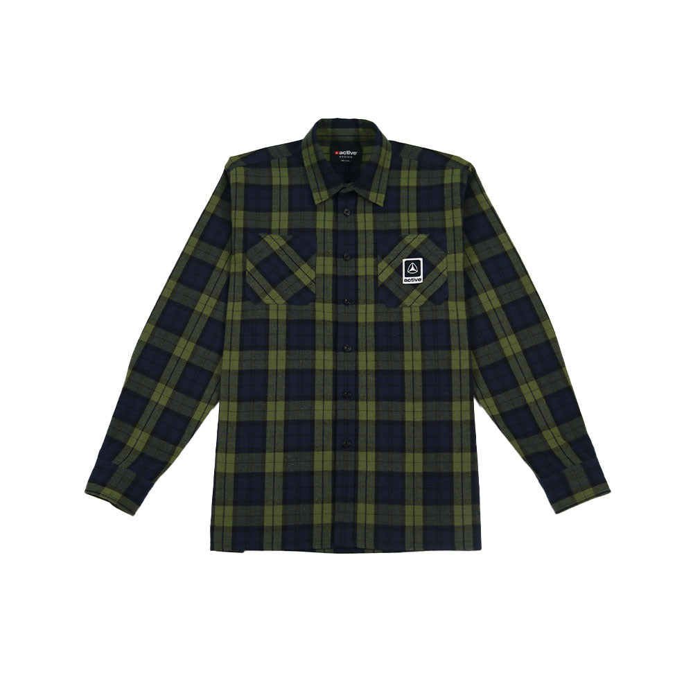 Patch Pocket Flannel - Navy/Green