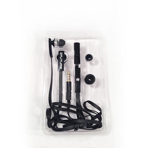 ZFUTURE Ear-Rupters, Flat Wire-tagle Free, Ear Buds, with Mic, Volume Control, Music Control, 3 Sets of Ear Gels