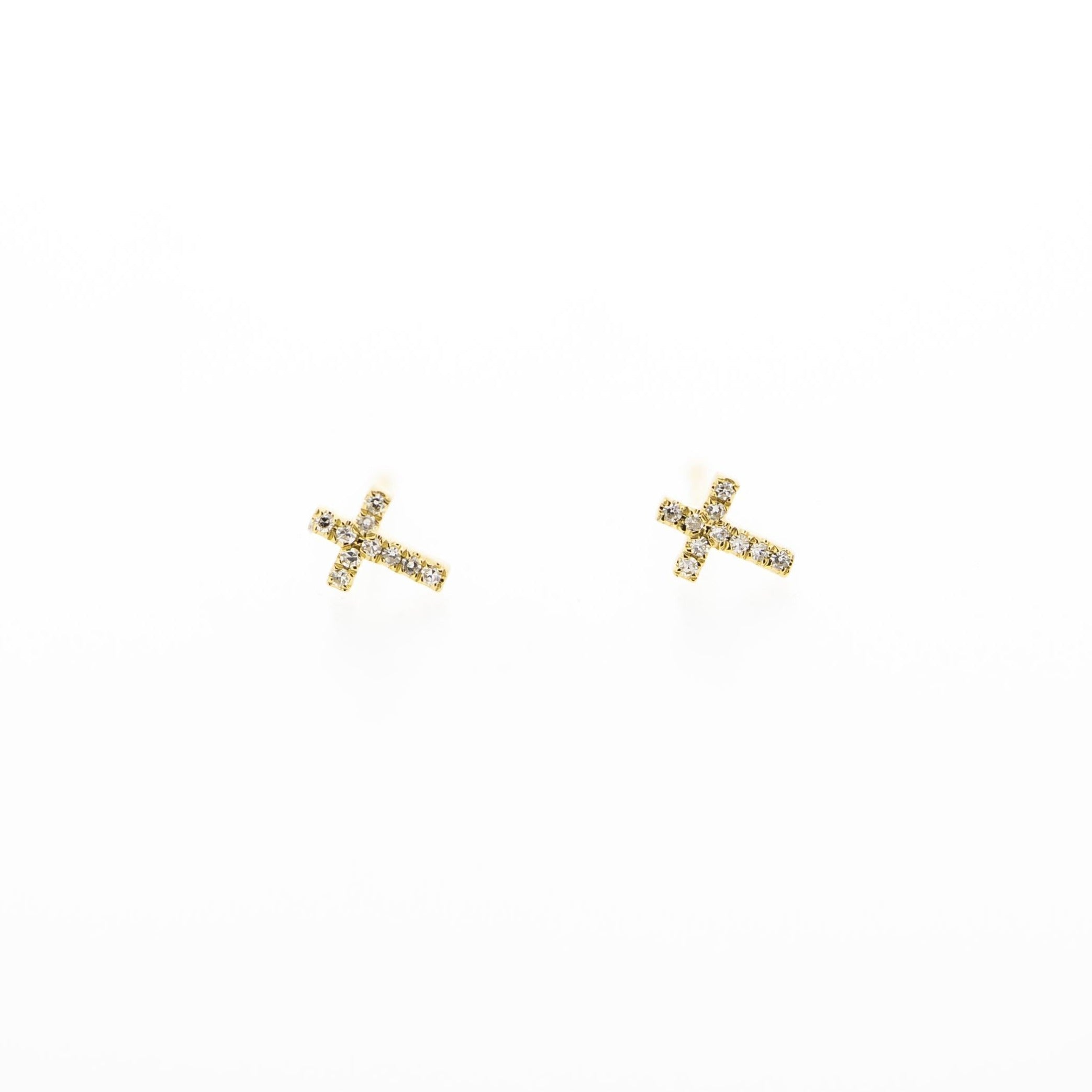 white gold cross earrings studs