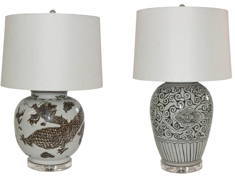 cream black chinoiserie lamps