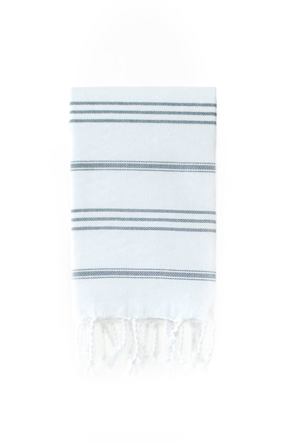 Elim White & Dark Grey Turkish Hand Towel