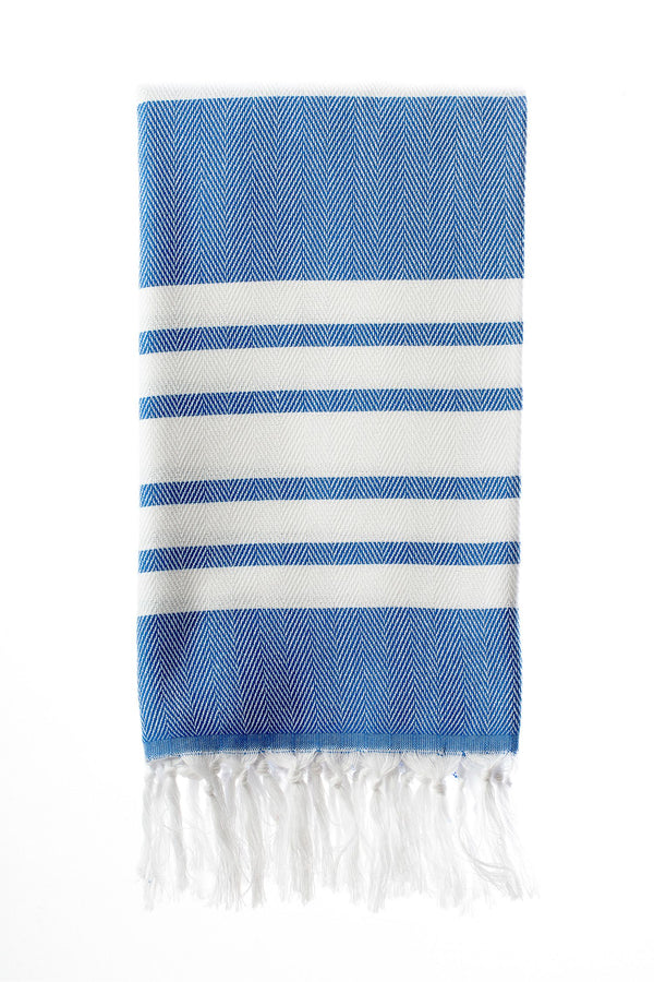 Herringbone Royal Blue & White Turkish Towel
