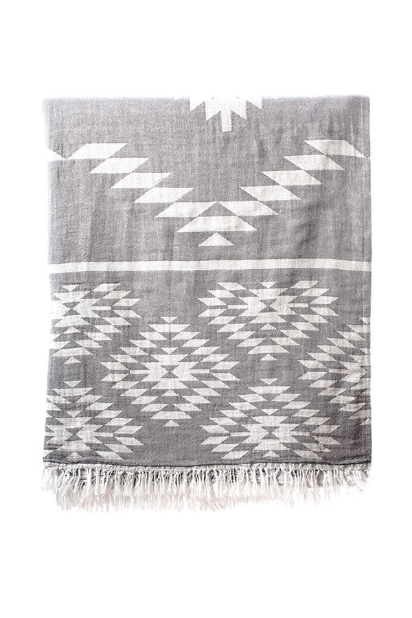 Kelim Dark Grey Turkish Blanket