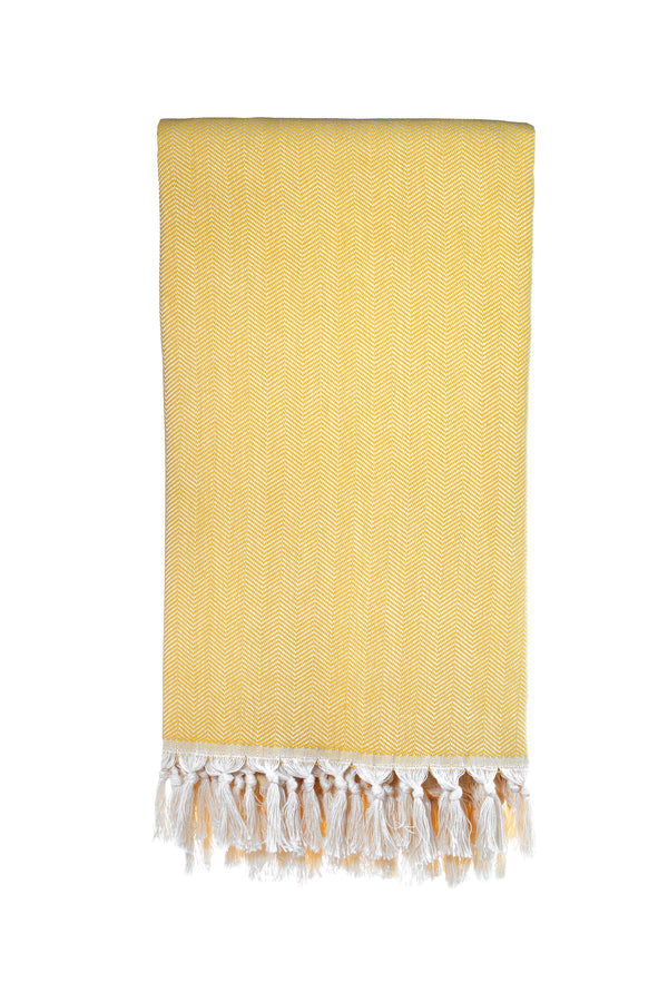 Herringbone Mustard Turkish Blanket