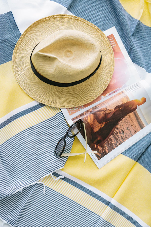 Emilia Navy & Yellow Turkish Towel