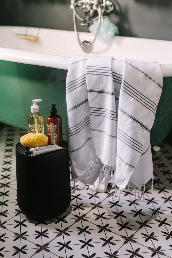 Elim White & Grey Turkish Towel