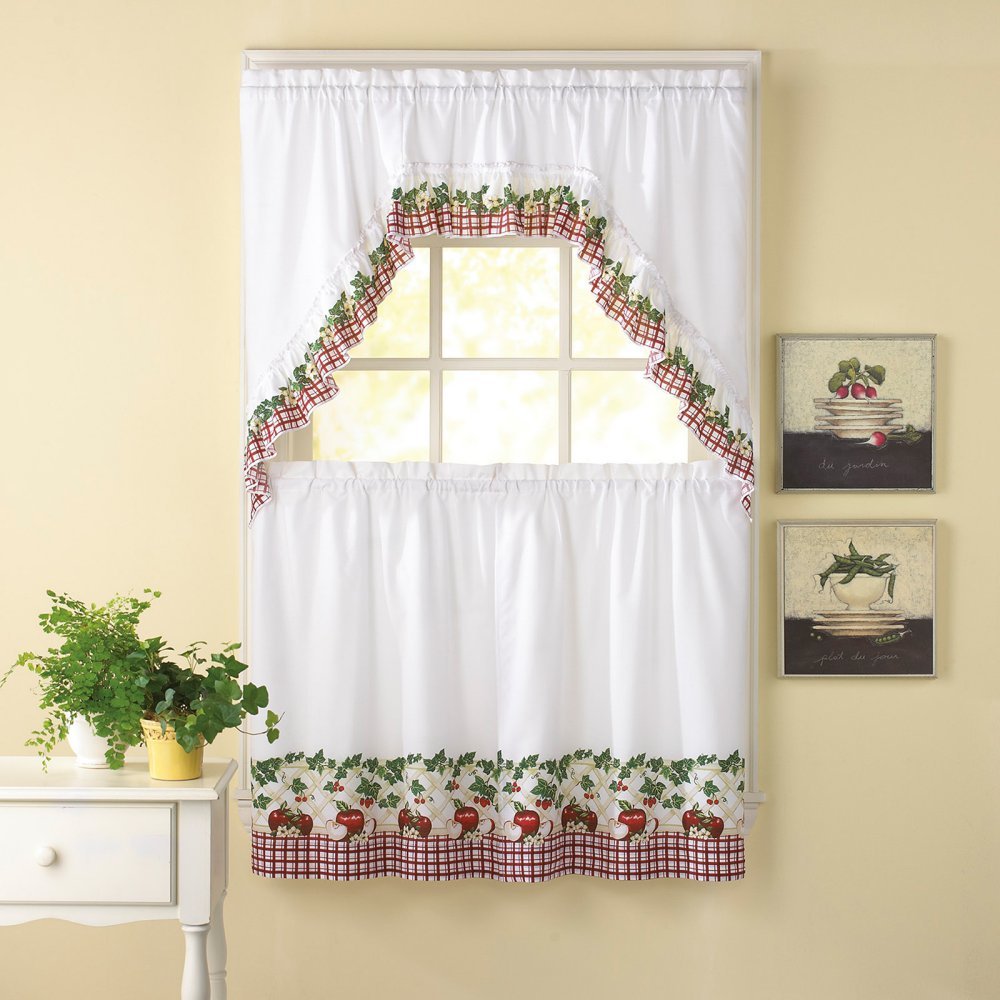 Apple Blossom 24l Tier And Swag Valance Set Kitchen Curtains Anns Home Decor And More