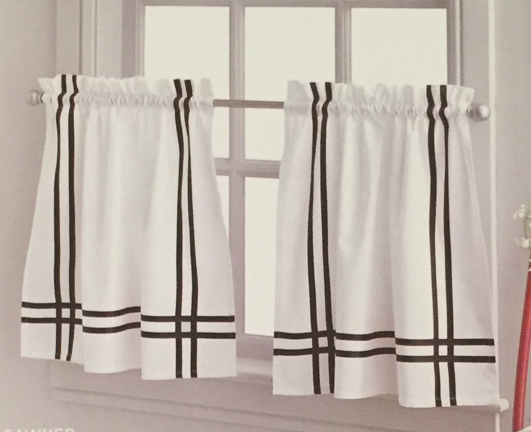 Chf Sawyer 58 X 24 Window Tier Kitchen Curtains White Black Anns Home Decor And More