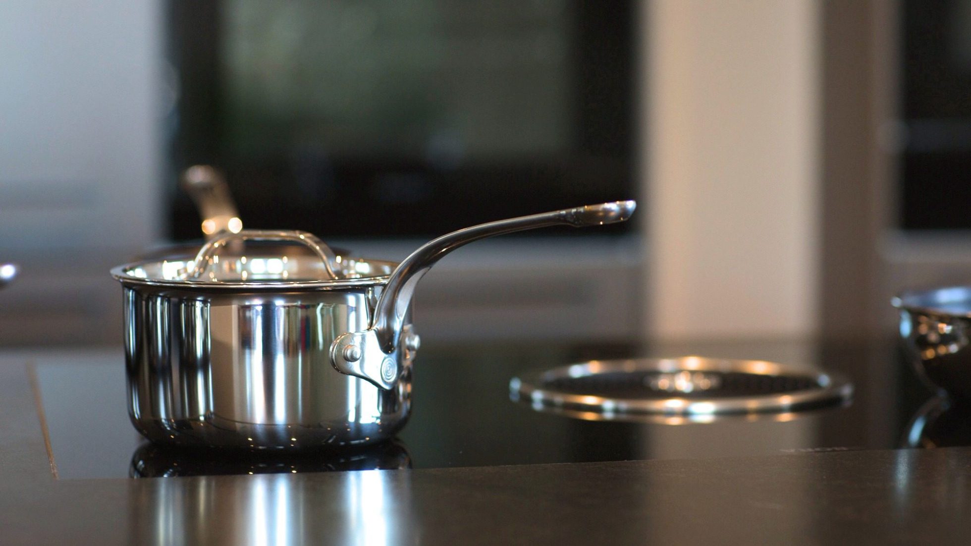 ProWare Stainless Steel Tri-Ply 16cm Saucepan on a BORA induction hob with integrated downdraft technology