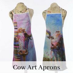 Torill's Table Cow Art Aprons Local Calgary Artist Karen Scarlett