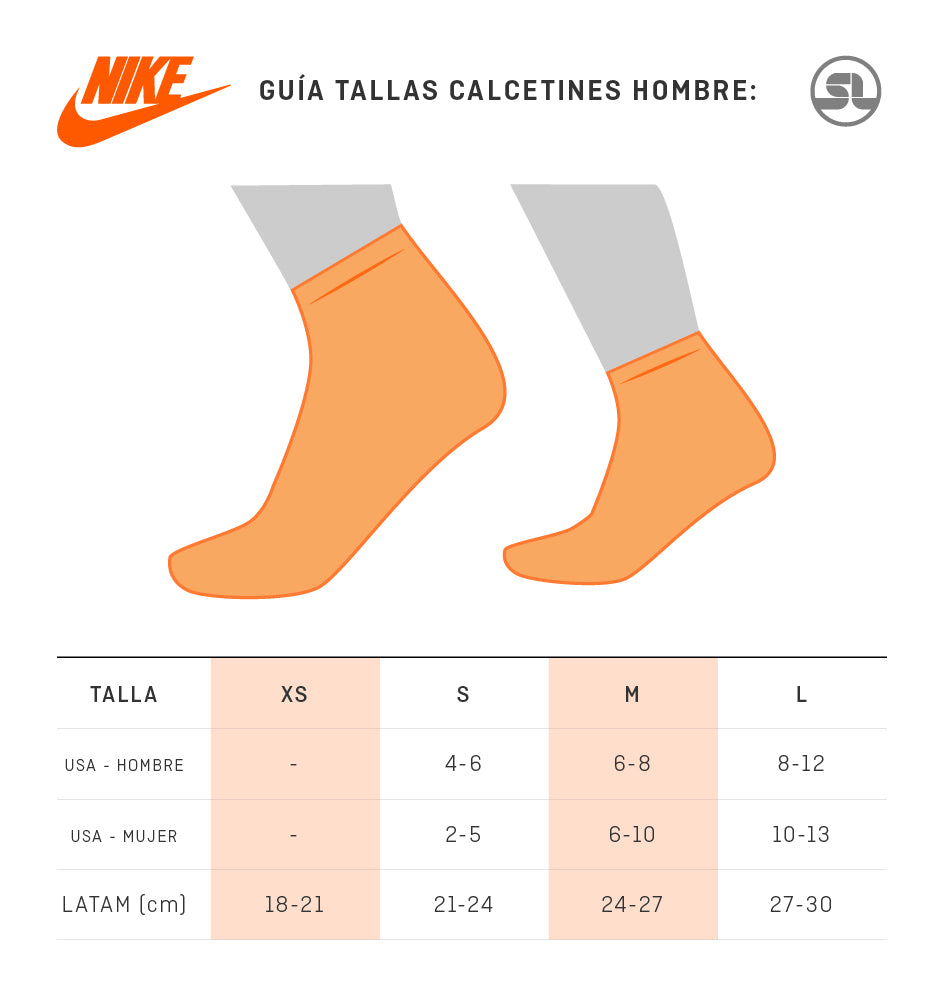 Guia de Tallas Calcetines Hombre