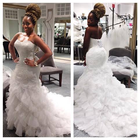 C2021TR6 - ruched strapless wedding gown with tiered ruffle train ...