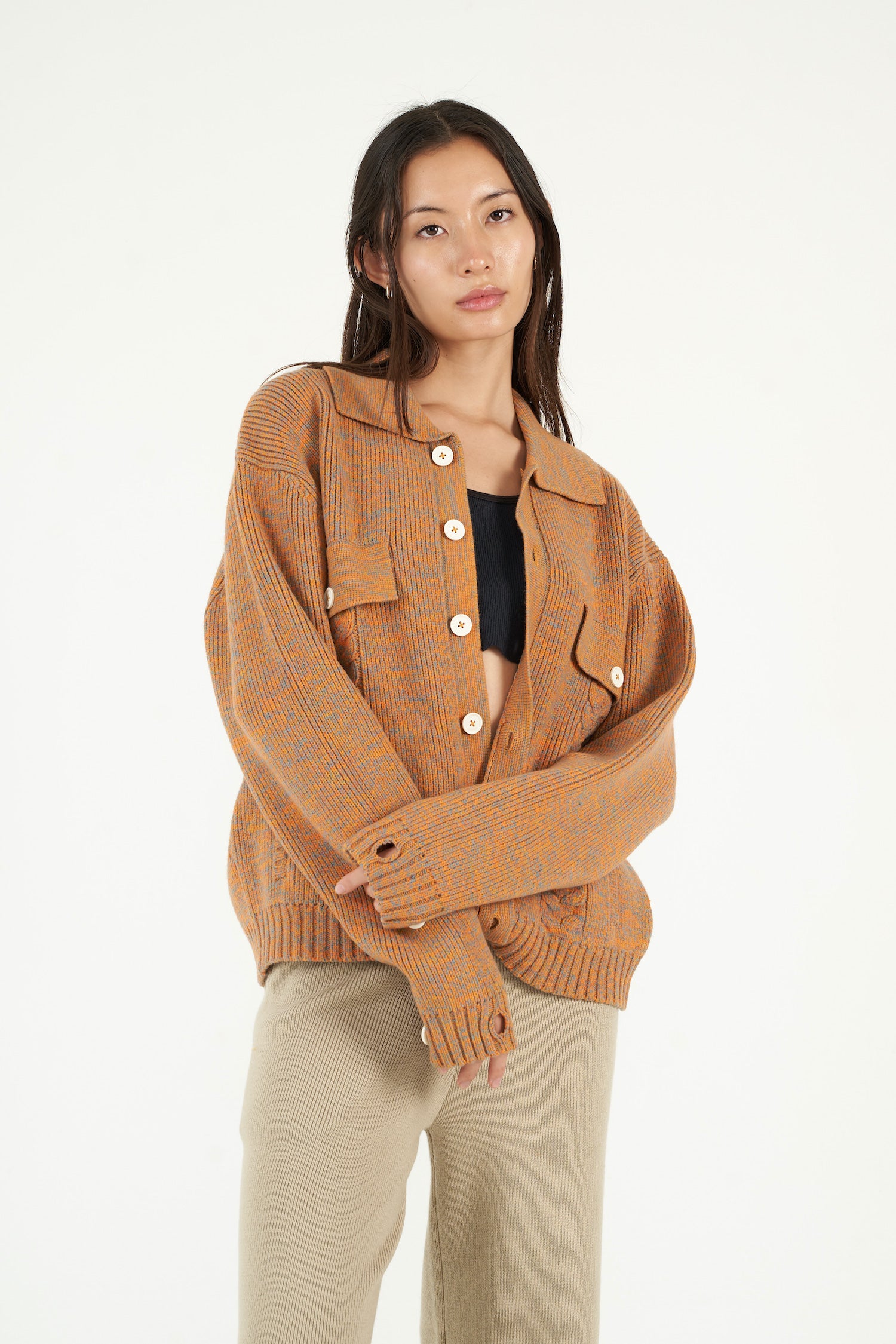 Citrus Melange Knitted Cardigan Jacket – Y.T.G.